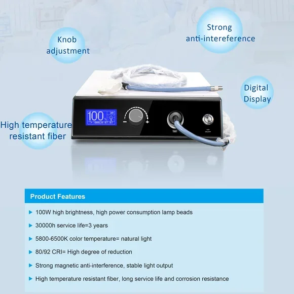 120W Endoscopy Surgery Led Medical Cold Light Source With Optical Fiber Cable